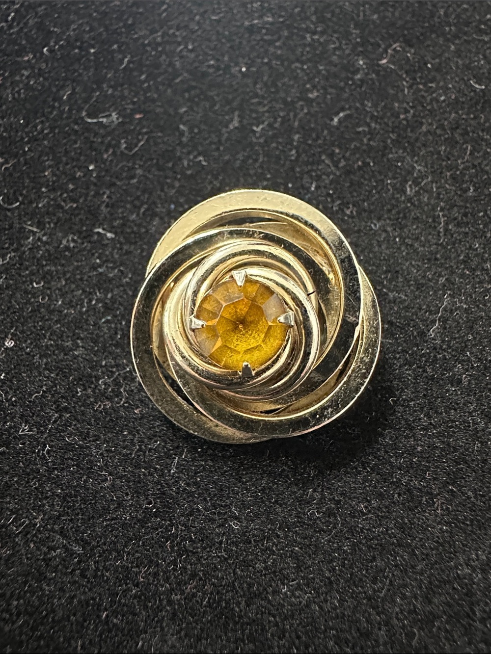 357- Coro Classic Gold-Tone Floral Button with Amber Center